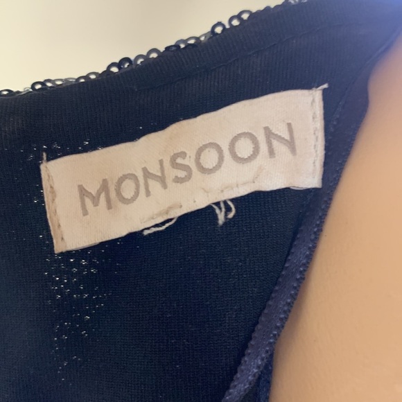 Monsoon Sequins Ombré Navy Blue V-Neck Long Sleeve Midi Cocktail Dress, Size M - Picture 13 of 17